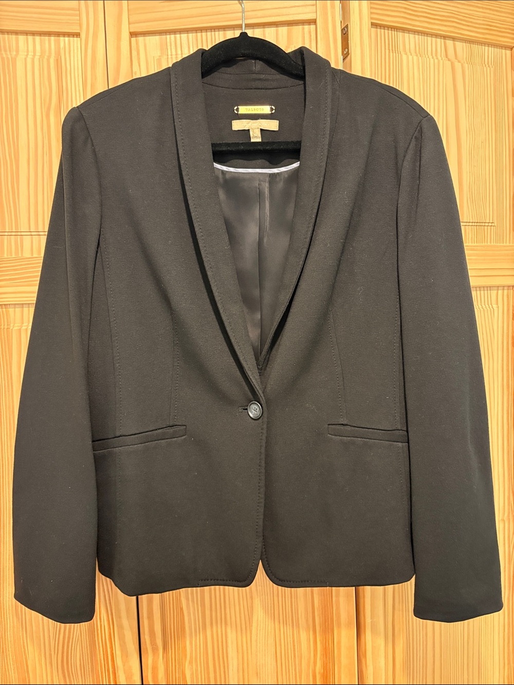 Talbots Black Single-Button Shawl Collar Blazer - Classic Tailored Fit